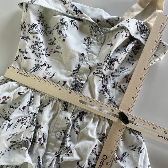 Maria Bonita Extra Dress Women 40 8 US White Heart Bobby Up Do Anthropologie - Picture 7 of 8